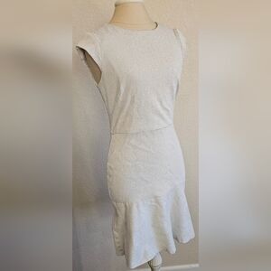 LAUREN by Ralph Lauren Cap sleeve Fit & Flare drop waist dress Size 10 Ivory dot